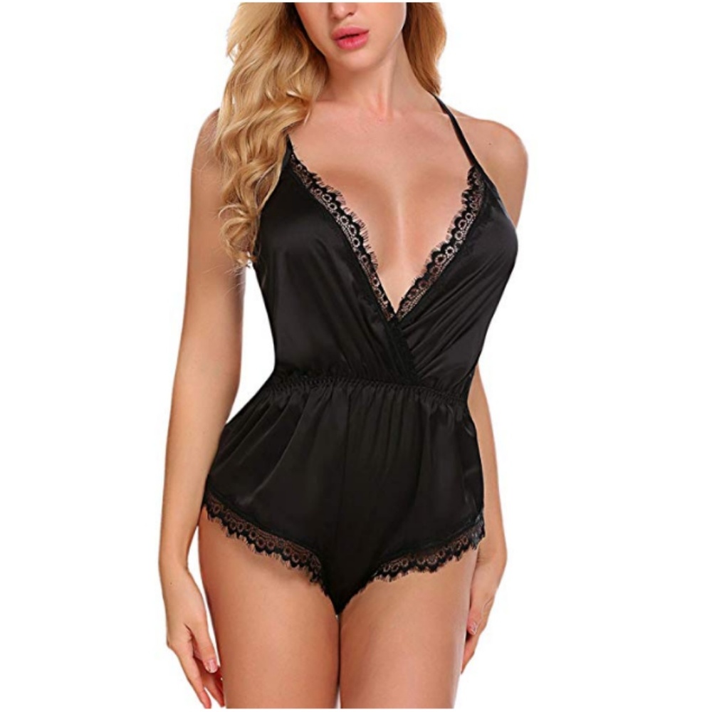 Teddy Lace Babydoll  Bodysuit Satin Lingerie
